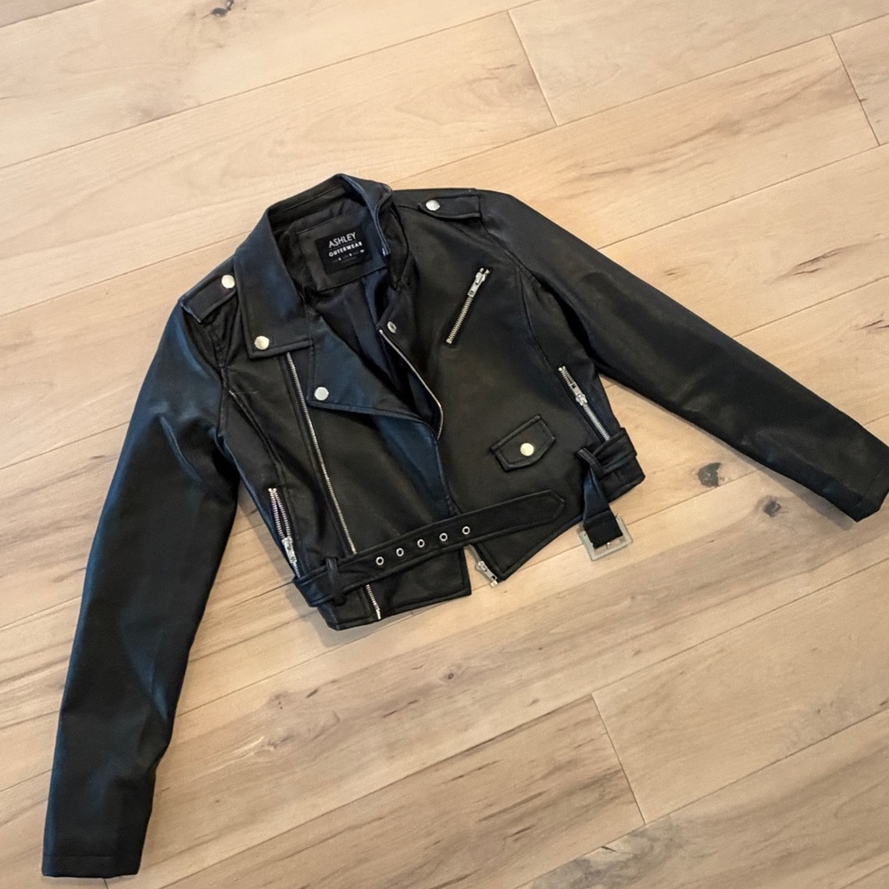 New size small Black Leather Jacket